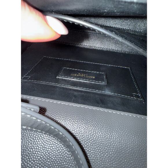 YSL Saint Laurent Grey Grain Leather Cassandra Mini Top Handle Bag - Picture 10 of 12